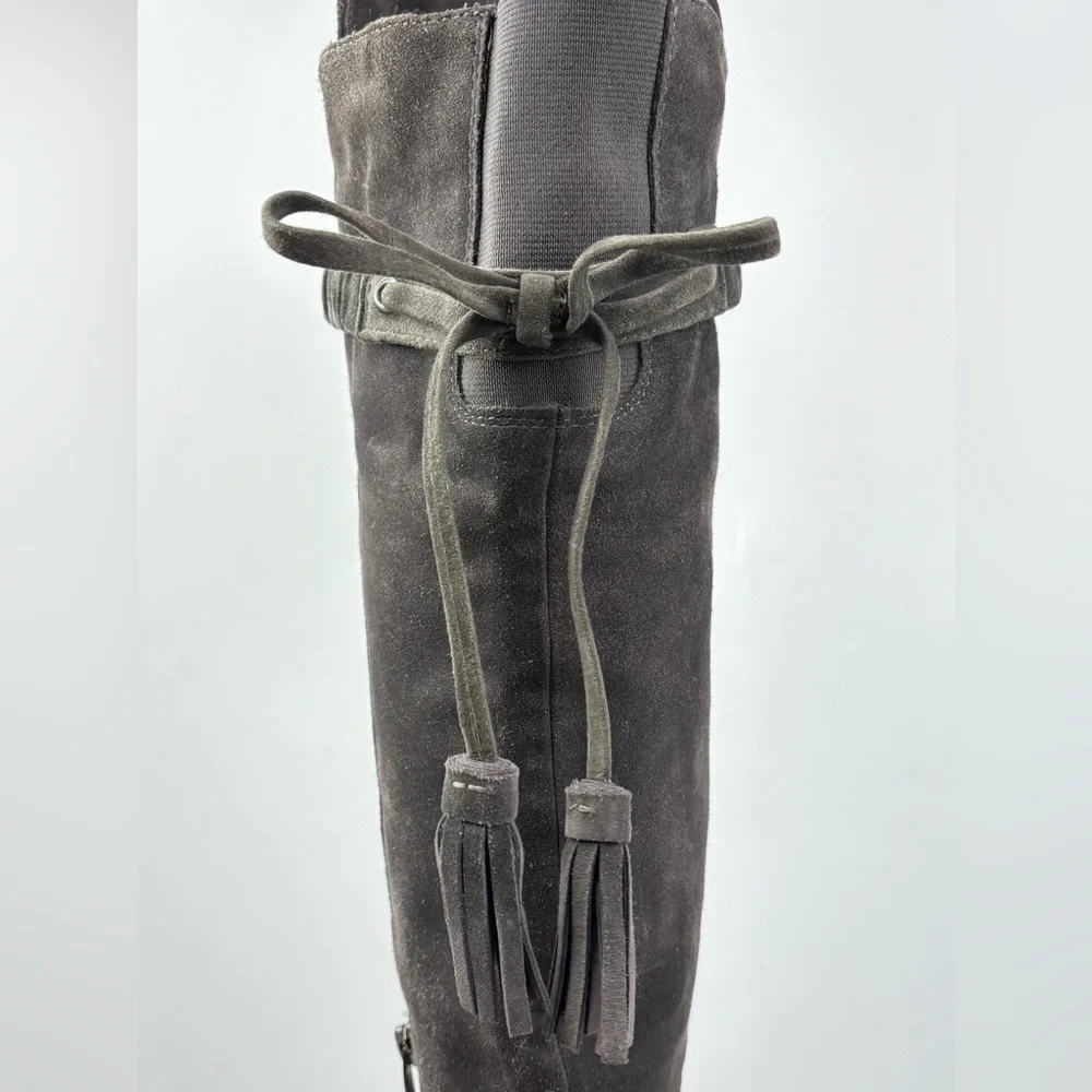 Joan & David Hinder Grey Suede Tassels Designer Over The‎ Knee Boho Boots 7
